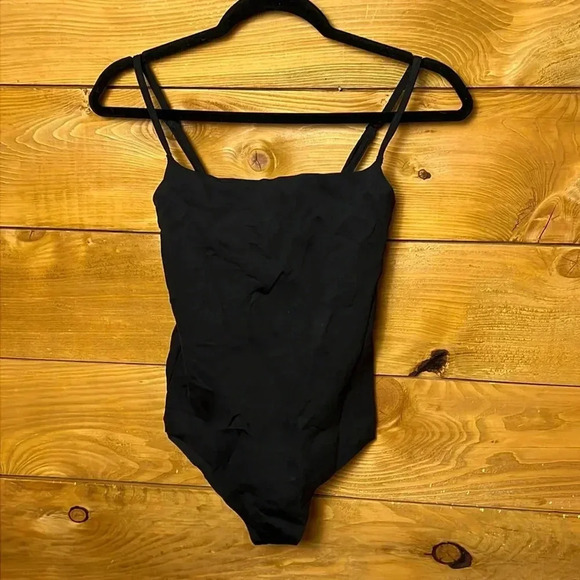 Black Womens bodysuit spandex stretchy snap‎ crotch adjustable straps flattering - Picture 1 of 9
